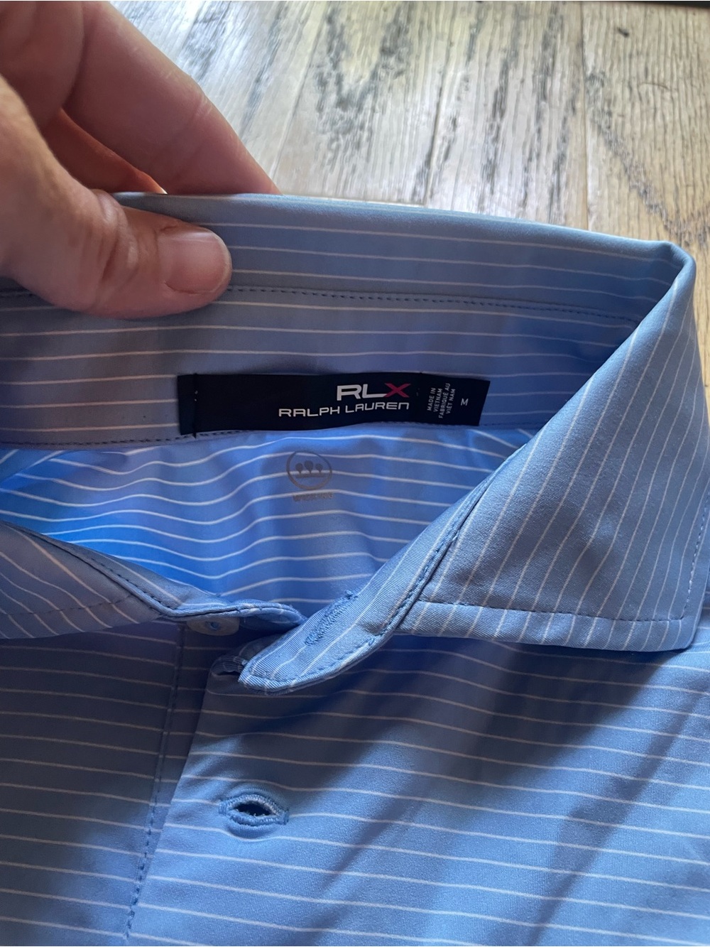 NWT RLX Ralph Lauren Blue Striped AirFlow Golf Short Sleeve Polo Shirt Medium - Picture 3 of 8